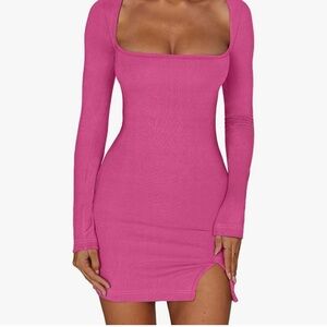 Elegant Pink Long Sleeve Dress